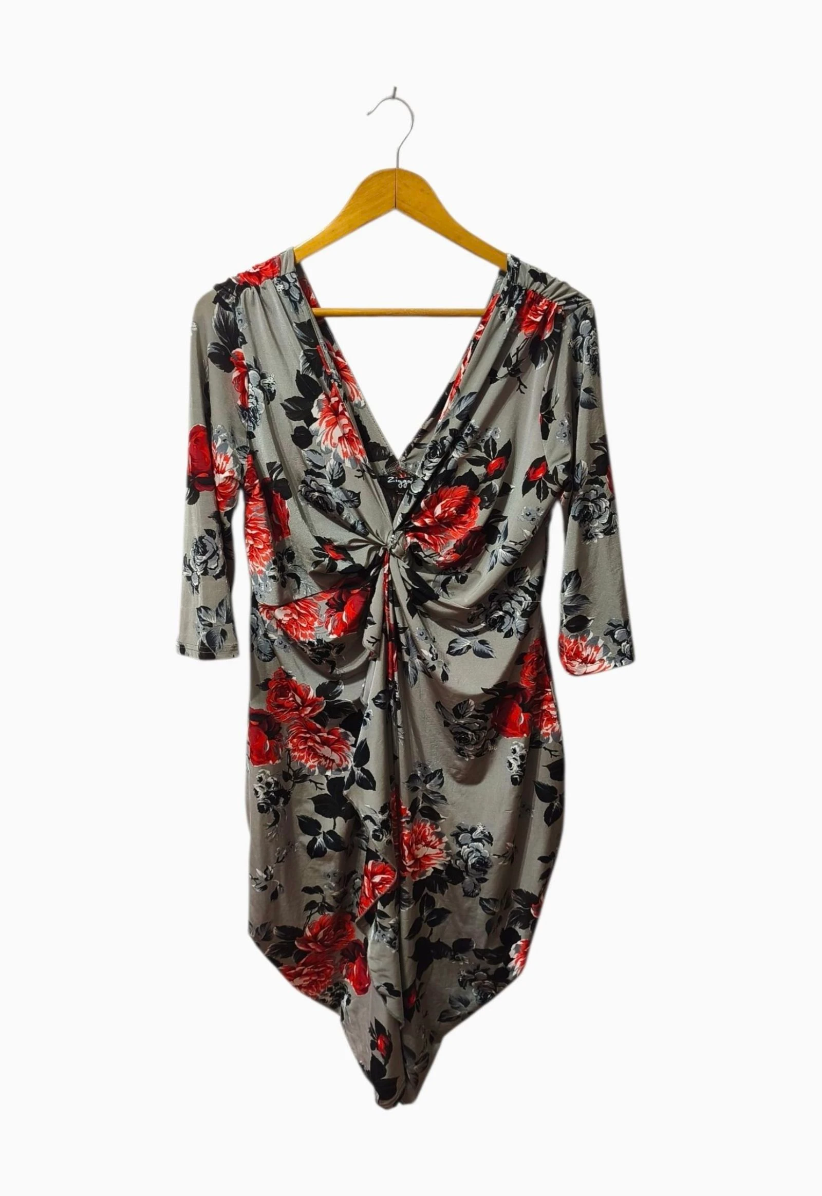 Vestido floreado gris y rojo Zigga mujer Talla M-L